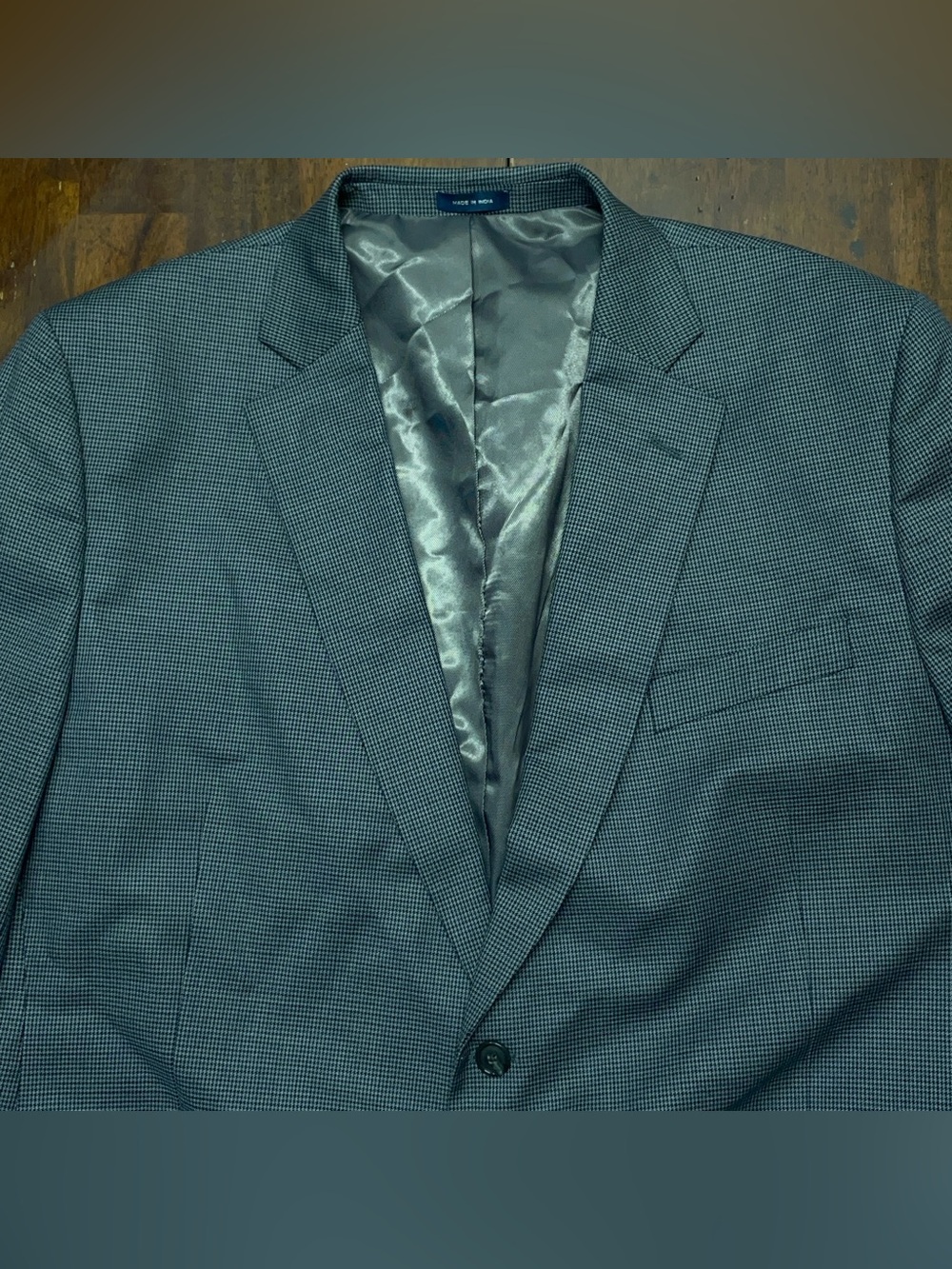 Stafford Wool Blend 48R Classic Fit Gray Blazer Houndstooth Suit Jacket